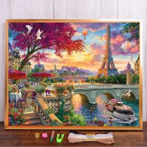 Stadt Paris Landschaft Gedruckt Leinwand 11CT Kreuz Stich DIY Stickerei Set DMC Fäden Handwerk Malerei Handwerk Nähen Magie