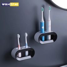 WIKHOSTAR Portaspazzolino elettrico Portaspazzolino a doppio foro montato a parete Portaoggetti Set di accessori per il bagno