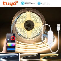 USB 5V Tuya COB LED Streifen wifi Licht 1-5m Warm/Naturweiß Flexible Dimmbare Lichter 320leds/m Hause Dekoration für Alexa Google