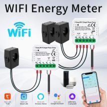 Tuya Smart Wifi Contatore di energia Sensore di corrente Statistici per sistema solare fotovoltaico Monitor di alimentazione domestica 110-240V 80A Morsetto monofase