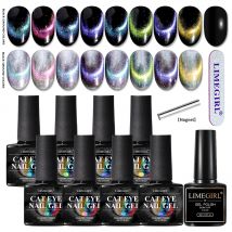 LIMEGIRL Magnetic Cat Eye UV Gel Set Nail Polish Magnet Laser Nail Art Varnish sparkly Off UV Gel Nail Art Kit