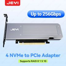 Tarjeta de expansión JEYI 4 SSD M.2 X16 PCIe 4,0 X4 con disipador de calor, compatible con 4 NVMe M.2 2280 hasta 256Gbps, compatible con Raid de bifurcación