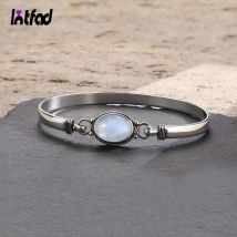 Bransoletki vintage ze srebra próby 925 z naturalnym owalnym kamieniem księżycowym, ręcznie robione bransoletki z kamieniem urodzinowym, elegancka biżuteria dla kobiet i mężczyzn.