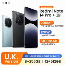 UK Version Redmi Note 14 Pro Plus 5G Smartphone 120W HyperCharge 200MP OIS Camera 6.67" AMOLED Display Snapdragon 7s Gen 3