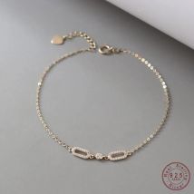 Armband aus 925er-Sterlingsilber, 18 Karat Gold, geometrisch eingelegter Zirkon, für Damen, exquisiter koreanischer Geburtstagsgeschenk-Schmuck
