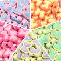 10 Stück Acryl-Perlen in Bogenform, farbig plattiert, zweifarbig, großes Loch, lose Perlen für Schmuckherstellung, DIY-Armband, Schlüsselanhänger, Zubehör