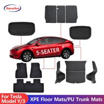 NovaAcc XPE Rilievo Del Piede Pad di Stoccaggio Anteriore In Pelle PU Tronco Zerbino Sinistra Destra Timone per Tesla Modello Y 3 2021 2022 2023 2024 Highland