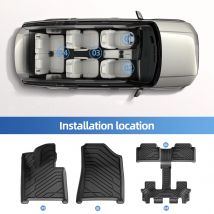 Für Hyundai Santa Fe 6/7-Sitzer (Nicht-Hybrid) 2024-2026 Auto-Fußmatten Kofferraumauskleidung Kofferraummatte TPE 3D Fußmatte Linkslenker SCHWARZ