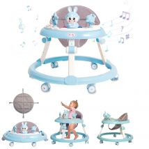 Musikalischer Lauflernhilfe, faltbar, Anti-Roll, 6 Räder, rundes Fahrgestell, Babyaktivitäten, Gehhilfe, 6 Geschwindigkeitsstufen, Höhenverstellung, Baby-Fahrt mit Spielzeug