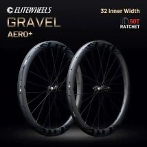 Ruote Aero+ Gravel di ultima generazione ELITEWHEELS con sistema a raggi Wing 20, sistema a cricchetto 50T, mozzo con cuscinetti TPI, larghezza interna 32 mm, set di ruote in carbonio.