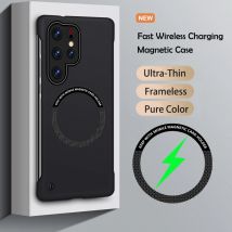 Luxuriöse ultradünne rahmenlose magnetische Hüllen für Magsafe Samsung S25 Ultra S24 S23 Plus S24 FE Ultra Hülle Slim Hard PC Matte Cover