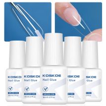 KOSKOE 2/4/5/10 Stück 8 ml superstarker Nagelkleber für falsche Nagelspitzen, Strass-Kleber, zum Aufdrücken der Nägel, Soak Off-Haftung, Gel-Kleber