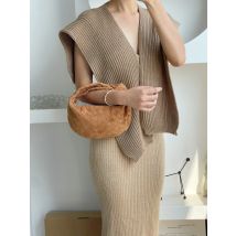 Deluxe Miniature Sheepskin Jodie Full Genuine Leather Woven Dumpling Bag Knotted Handbag Small Size Women's Handbag