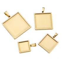 5 stücke Gold Edelstahl quadratische Basen 10/15/20/25/30mm Cabochon Lünette leere Tabletts für Anhänger Einstellung Schmuck herstellung Lieferungen