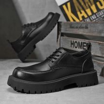 Modische schwarze Leder-Derby-Schuhe für Herren, Hochzeitsschuhe mit dicken Sohlen, formelle Business-Schuhe, Schnür-Freizeitschuhe, Plateau-Loafer