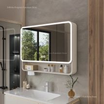 Aluminiumlegierung Arc Smart Badezimmerspiegelschrank Wandmontierter Lagerschrank LED-Licht Badezimmermöbel Muebles Para Baño FYBC