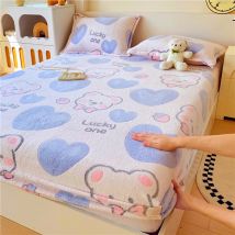 Cappello da letto in pile con fiocco di neve e cappello da letto in pile di latte per l'autunno e l'inverno 2025 Fodera protettiva per materasso in cartone animato addensato e caldo