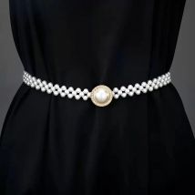 Große Perlen-Taillenkette, Gold, Silber, Kunststoff, elastischer Damengürtel mit Ecoration, All-Match-Rock, modisches, lässiges, luxuriöses Design