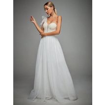 Mgiacy One-Shoulder-Bogen Spitze Gaze Brautkleid langes Abendkleid Ballkleid Party kleid Brautjungfer kleid