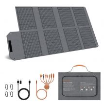 Pannello solare pieghevole MHPOWOS da 80 W, alimentatore portatile con 4 porte (DC/USB-C/2xUSB-A) e connettore 7 in 1 per backup di emergenza