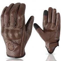 SUOMY Retro Leder Motorrad Handschuhe Männer Frauen Vinage Ziegenleder Motocross Handschuh Voll Finger Motorrad Vintage Biker Guantes Moto