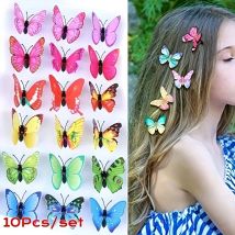 10 pezzi accessori per capelli fermagli per capelli farfalla simulazione PVC forcina per farfalla 3D colore misto ragazze carino barrette decorazione per feste