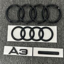 Automobile ABS letter is suitable for Audi A3 logo 2010-2020 trunk Quattro letter 273mm192mm four-ring bright black.