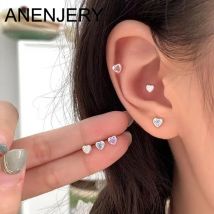 Anenjery unregelmäßige geometrische Süßigkeiten Farbe Zirkon Herz Ohr stecker für Frauen süße einzigartige vielseitige Pendel schmuck Geschenke