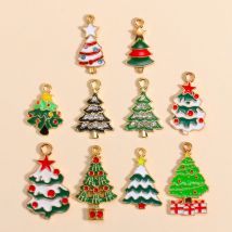 10 Stück gemischt niedlichen Öl Tropf Emaille Weihnachts baum Charms Anhänger für Schmuck machen DIY Ohrringe Halskette Weihnachten Party Geschenke liefern