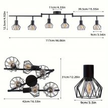 Faretto da soffitto a LED 6 lampadine Lampada da soffitto girevole Faretto da soffitto nero Lampada retrò Soggiorno Cucina Camera da letto senza lampadina