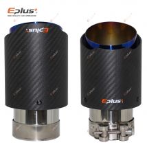 EPLUS Car Matte Carbon Fiber Muffler Tip Exhaust System Pipe Mufflers Nozzle Universal Straight Stainless Blue