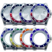 40 mm silbernes SUB-Uhrengehäuse, Saphirglas, GMT-Lünette, passend für NH34 NH35 NH36 NH38 NH39 NH70 NH72 ETA2824 PT5000 Uhrwerk