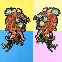 Exquisite Tiger-Stickerei zum Aufbügeln, DIY, kreatives Design, Jacke, Tierabzeichen, dekorative Accessoires, symmetrischer Tiger-Patch