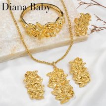 Damen-Ohrring, 18 Karat vergoldet, Armband, Blumen-Armreif, Anhänger-Sets, Ohrringe, trendiger Luxus-Ehering, Verlobungsfeier