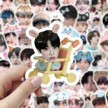 100pcs Kpop Korean Idol Cute Big Head Stickers Waterproof DIY Account Stickers Cute Cartoon Idol Sticker Fans Collection Gift