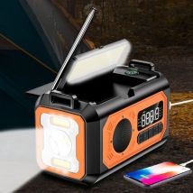 Radio meteorologica AM/FM/NOAA da 12000 mAh con 2 pannelli solari Lampada da lettura radio di emergenza portatile a manovella solare per campeggio all'aperto