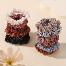 Ramdom Color 20pcs Women Dot Silk Hair Scrunchies for Girls Hair Rope Ponytail Holder Headwear Hair Accessories Wholesale
