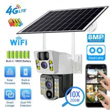 8MP 4K Bezprzewodowa kamera słoneczna 4G Sim Zewnętrzna kamera IP z podwójnym obiektywem Wifi PIR Night Vision V380 Pro CCTV Monitor bezpieczeństwa