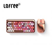 LOFREE-Teclado mecánico con Bluetooth para mujer, dispositivo inalámbrico con eje de té, versión floreciente de oro rosa, 5,1