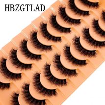 10Pairs Lashes 3D Soft False Eyelashes Natural Long Fluffy Wispy Mink Eyelashes Cat Eye Lashes Makeup Fake Eyelashes Extension