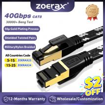 ZoeRax Cat8 Ethernet-Kabel 40Gbps 2000MHz Cat 8 RJ45 Netzwerk-LAN-Patchkabel für Router Modem Internet RJ45 Ethernet-Kabel