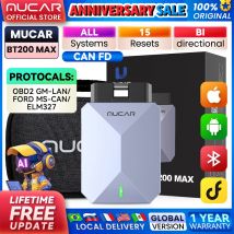 MUCAR BT200 MAX CAN FD OBD2 Scanner 15 Reset AI Strumenti diagnostici per auto Tutti i sistemi Scansione automatica Controllo bidirezionale Aggiornamento gratuito