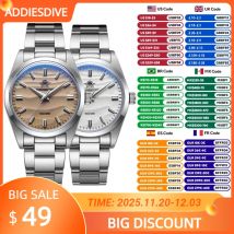 ADDIESDIVE-reloj de cuarzo AD2030 para hombre, pulsera de buceo de acero con espejo de burbujas, cubierta de olla de vidrio, relojes deportivos simples de 36mm, 10bar, gran oferta