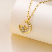 Neue Nette Sexy Zirkon Kristall Sterne Mond Halsketten Für Frauen Trend Weibliche Edelstahl Schlüsselbein Kette Schmuck Mädchen Party Geschenk