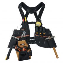 Leather Tool Vest for Men – Adjustable 37-Pocket Work Vest for Electricians, Carpenters, and Construction Workers