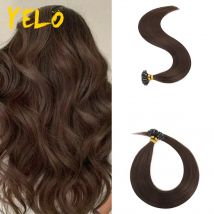 Yelo U Tip Hair Extensions 100% Real Human Hair Natural Black Dark Brown 12-26 inchs 1.0g/strands Pre Bonded Nail Tip for women