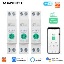 1-63A 1P+N WLAN Smart Leitungsschutzschalter mit kWh-Messung, Timer-Relais, MCB, Spannungs- und Stromschutz für Tuya, Alexa, Google Home
