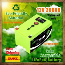 12V 200AH ️Solarbatterie Lithium Deep 🩼 Fahrradbatterie, integriertes BMS – perfekt für Solarsysteme, Wohnmobile, Boote und Kabinenleistung 🛴