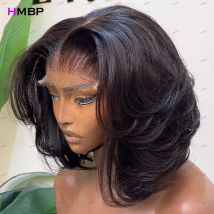Glueless Lace Frontal Wigs Human Hair Ready To Wear Super Double Drawn 13×6 HD Lace Frontal Wig Bob Wig Pre Plucked For Womann