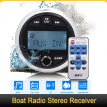 Marine-Stereo-Receiver, Bootsradio mit kabellosem MP3-Player und FM-AM-Radio, USB AUX BT für Marine, ATV, Boot, Golfwagen